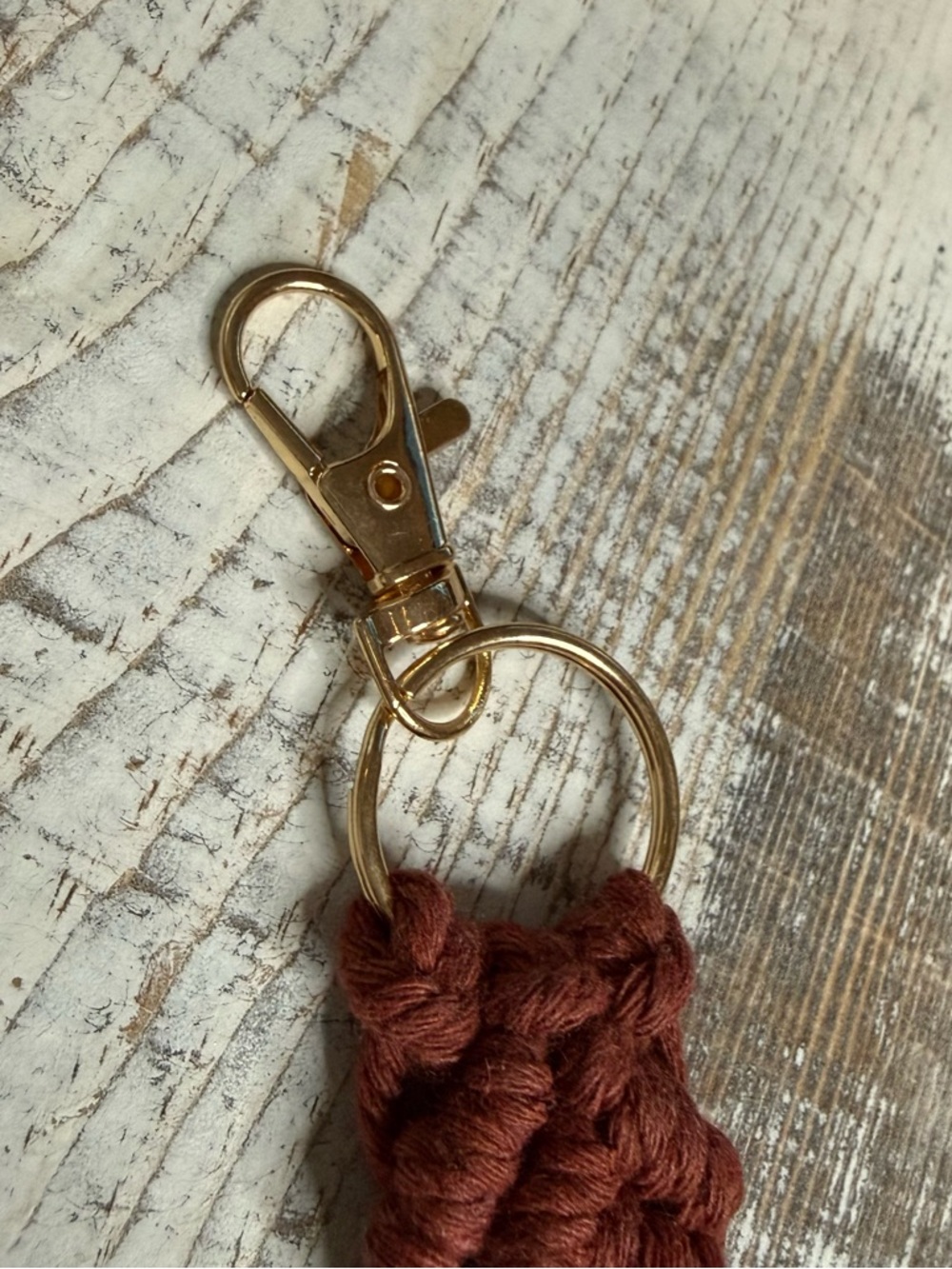 1 PC Rust brown Macramé Tassel Keychain w/gold clip NEW more colors available - Picture 4 of 5